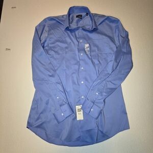 Van Heusen Men's Blue Frost Button-Up Long Sleeve Shirt Size: 17 36-37
